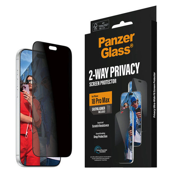 Kaljeno staklo UWF 2-Way Privacy s aplikatorom za iPhone 18 Pro Max, Crna, PanzerGlass