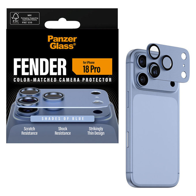 Zaštita objektiva Fender za iPhone 18 Pro, Italian Blue, PanzerGlass