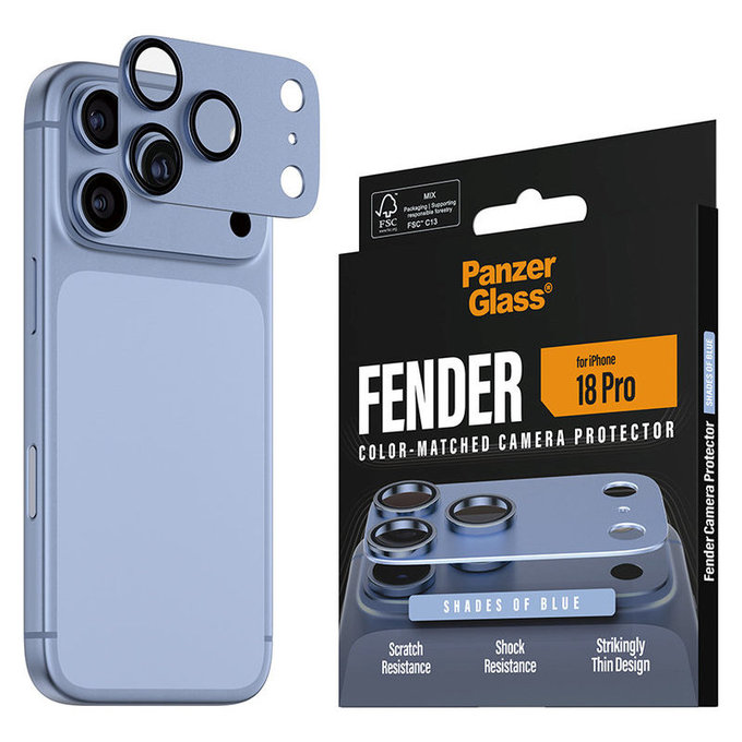 Zaštita objektiva Fender za iPhone 18 Pro, Italian Blue, PanzerGlass