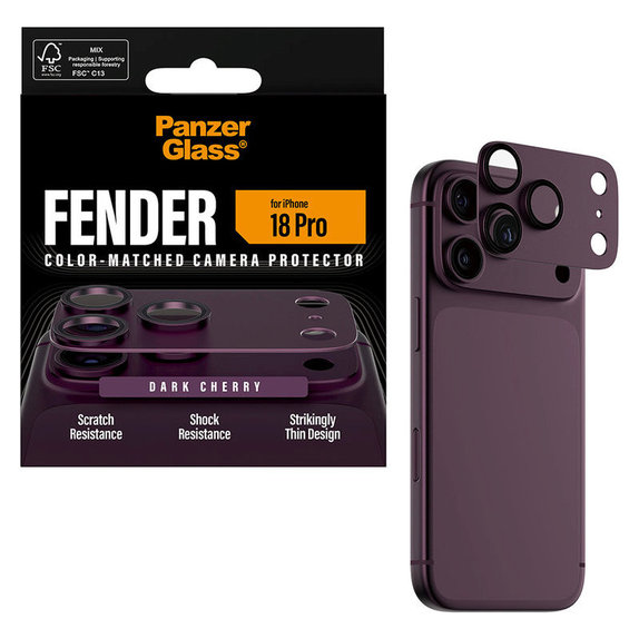 Zaštita objektiva Fender za iPhone 18 Pro, Dark Cherry, PanzerGlass