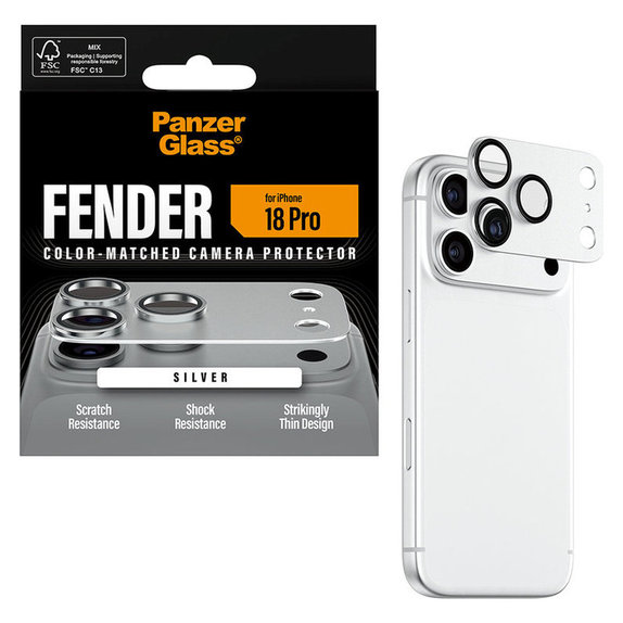 Zaštita objektiva Fender za iPhone 18 Pro, Srebrna, PanzerGlass