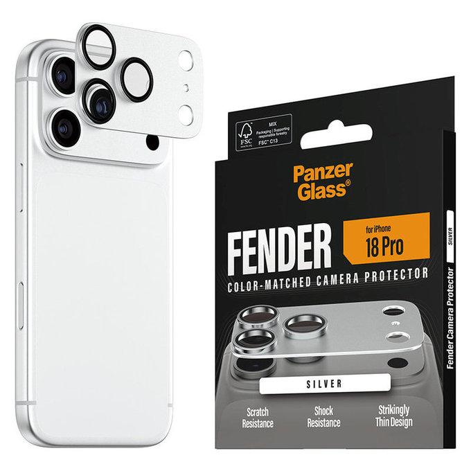 Zaštita objektiva Fender za iPhone 18 Pro, Srebrna, PanzerGlass