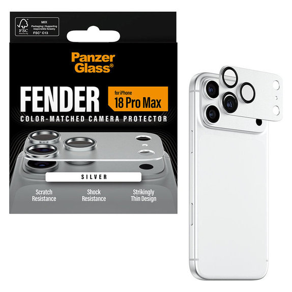 Zaštita objektiva Fender za iPhone 18 Pro Max, Srebrna, PanzerGlass