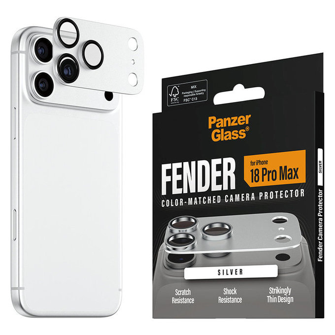 Zaštita objektiva Fender za iPhone 18 Pro Max, Srebrna, PanzerGlass