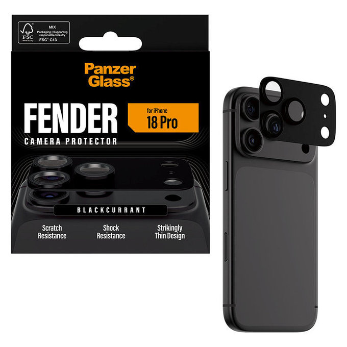 Zaštita objektiva Fender za iPhone 18 Pro, Black Currant Currant, PanzerGlass