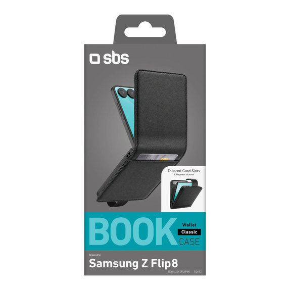 Maska Wallet Stand za Samsung Galaxy Z Flip8, Crna, SBS