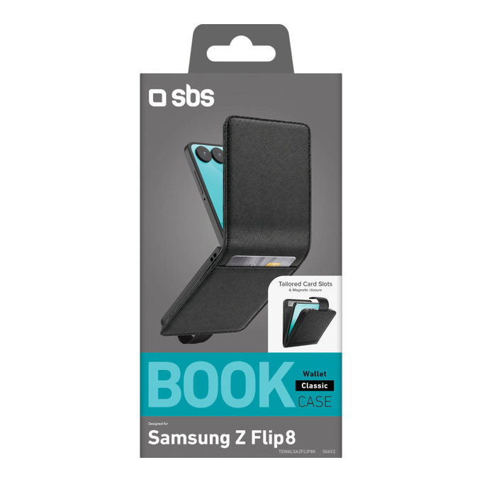 Maska Wallet Stand za Samsung Galaxy Z Flip8, Crna, SBS