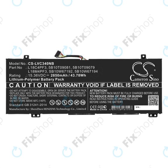 Baterija za Lenovo Ideapad C340, Ideapad Flex, 2850mAh, Li-Pol, 15.36V, L18C4PF3, HQ