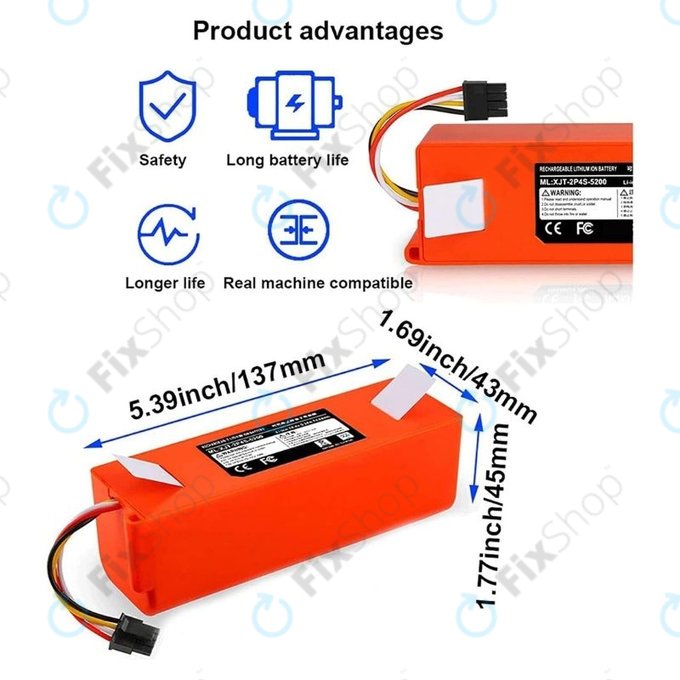 Xiaomi Roborock-series, Mi Robot Vacuum Mop 1S, Xiaowa-series - Baterija BRR-2P4S-5200S Li-Ion 5200mAh