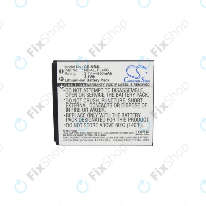 Canon Ixus, IXY, i7 Zoom, L3, L4, Legria Mini, PowerShot, TX1 - Baterija NB-4L Li-Ion 850mAh HQ