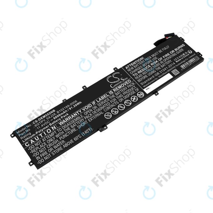 Baterija za Dell XPS 15, Dell Precision 9560, 9570, 8000mAh, Li-Pol, 11.4V, 6GTPY, HQ