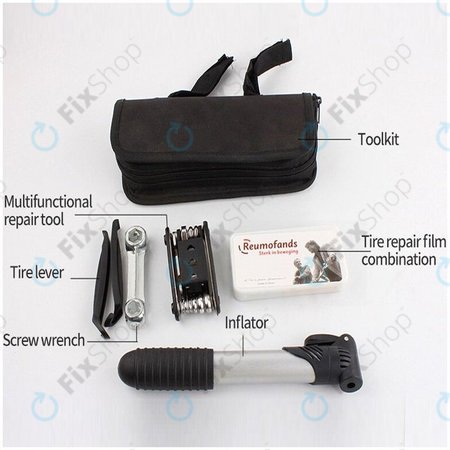 Višenamjenski alat - Zračna pumpa, komplet guma, francuski ključ, poluge i odvijač 16u1
