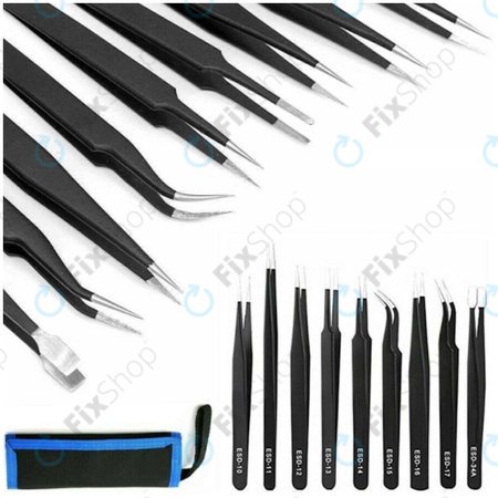 ESD Antistatički set pinceta od nehrđajućeg čelika 9u1