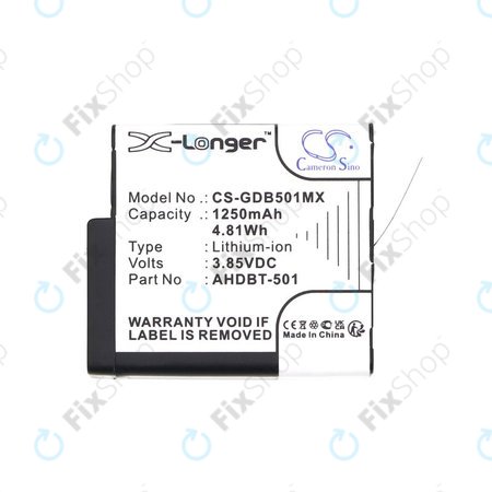 Baterija za Gopro Hero 8, Hero 6, 1250mAh, Li-Ion, 3.85V, AHDBT-501, HQ