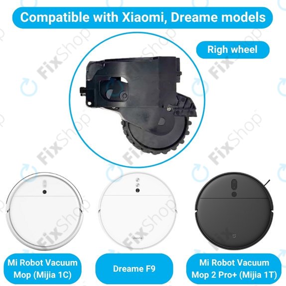 Xiaomi Dreame F9, Mi Robot Vacuum Mop (Mijia 1C), 2 Pro+ (Mijia 1T) - Kotač s motorom (desno) (Crna)