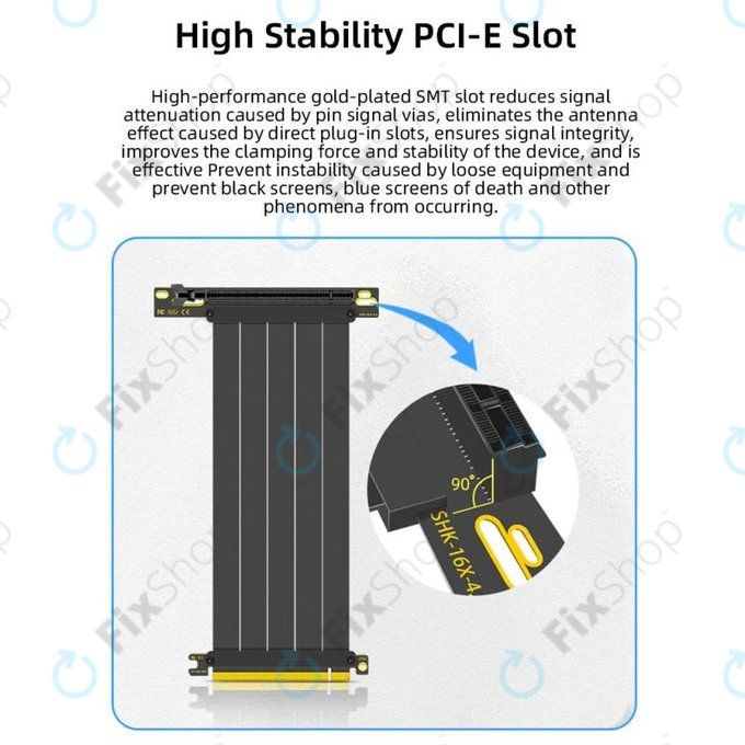 PCIe 4.0 x16 riser kabel za grafičku karticu, 20cm, crni