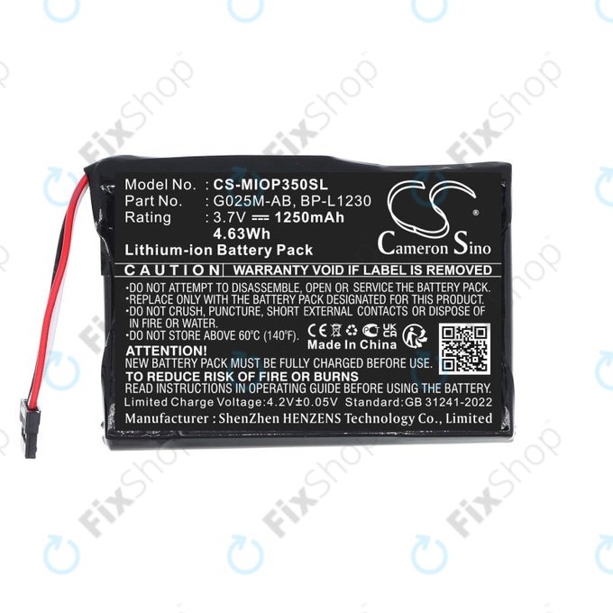 Baterija za Mitac Mio P350, P550, 1250mAh, Li-Ion, 3.7V, BL-LP1230, HQ