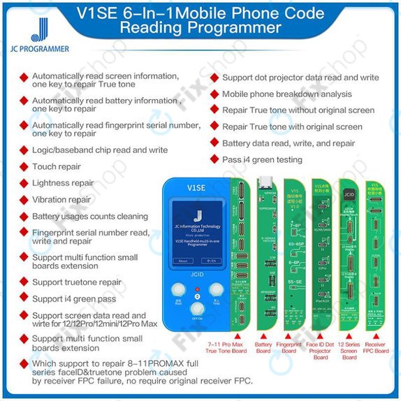 JC V1SE Programmer + LCD, baterija, otisak prsta, Face ID i ploče serije 12 (iPhone 7 - 12 Pro Max)