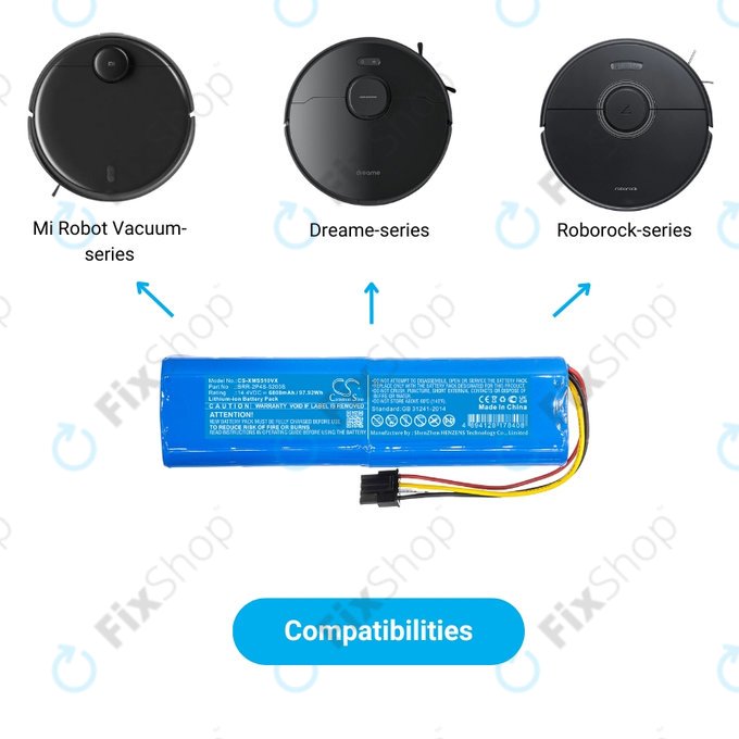 Xiaomi Mi Robot Vacuum Mop-series, Dream-series, Roborock-series - Baterija BRR-2P4S-6800 Li-Ion 14.4V 6800mAh HQ