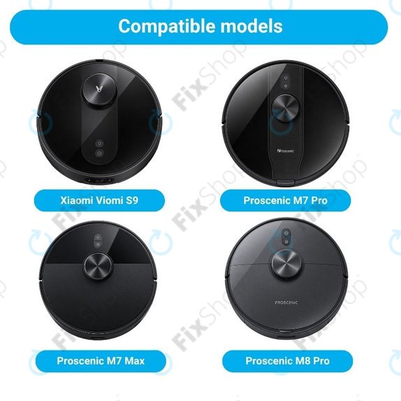 Set rezervnih dijelova za Xiaomi Viomi S9, Proscenic M7 Pro, M7 Max, M8 Pro (1x Glavna četka, 2x Filter, 2x Bočna četka, 2x Krpa za brisanje, 2x Vrećice za prašinu)