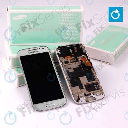 Samsung Galaxy S4 Mini i9195 - LCD zaslon + zaslon osjetljiv na dodir + okvir (White Frost) - GH97-14766B Genuine Service Pack