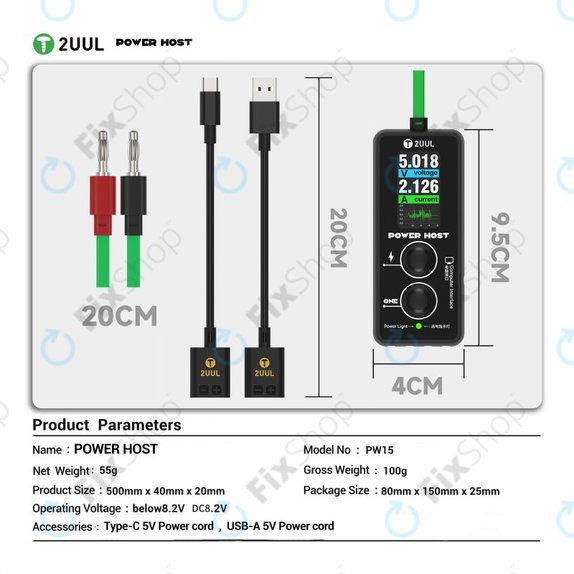 Digitalni USB-C tester napona i struje (Power Host), 2UUL PW15