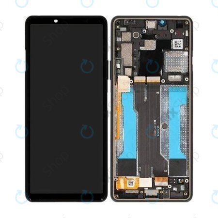 Sony Xperia 10 III - LCD zaslon + zaslon osjetljiv na dodir + okvir (crni) - A5034092A Originalni servisni paket