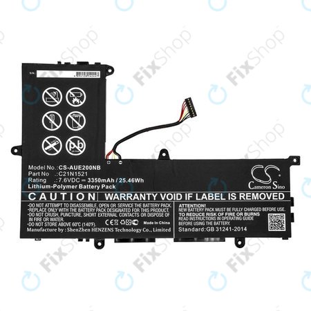 Baterija za Asus VivoBook E200, L200, Eeebook X206, 3350mAh, Li-Pol, 7.6V, C21N1521, HQ