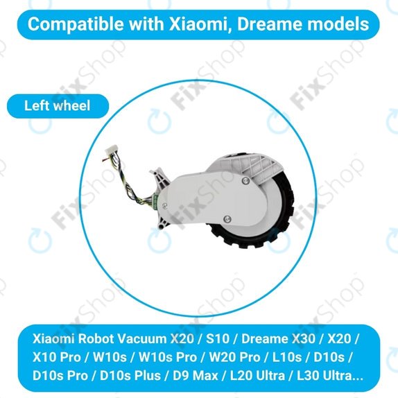 Xiaomi Robot Vacuum X20, S10, Dreame X30, X20, X10 Pro - Kotač s motorom (lijevo) (Bijela)