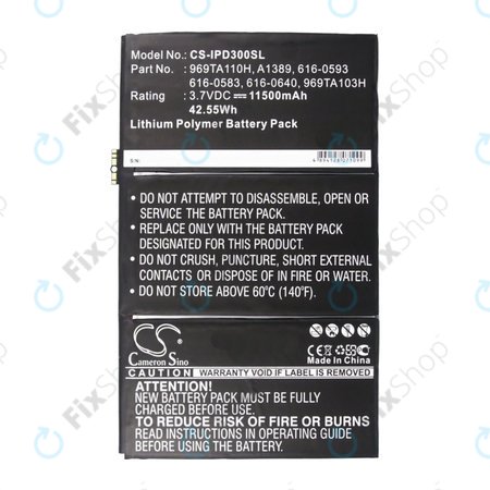 Apple iPad 3, iPad 4 - Baterija 969TA110H, A1389, 616-0593 11500mAh HQ