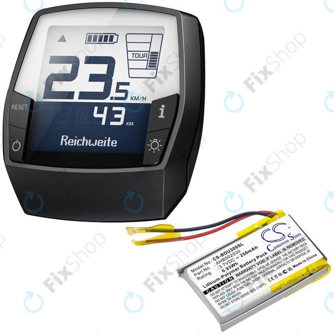 Baterija za Bosch Bdu3xx, Bosch Intuvia Display, 250mAh, Li-Pol, 3.7V, 502030, HQ