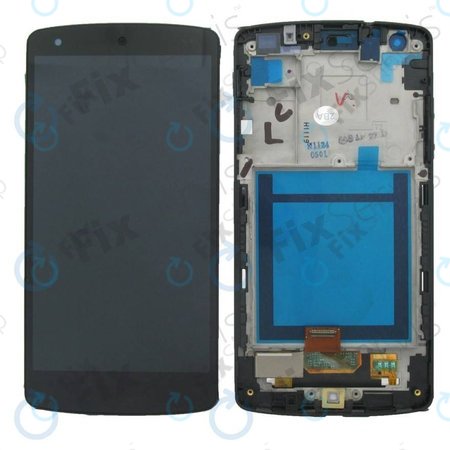 LG Nexus 5 D821 - LCD zaslon + zaslon osjetljiv na dodir + okvir (crni) - ACQ86661402 Originalni servisni paket