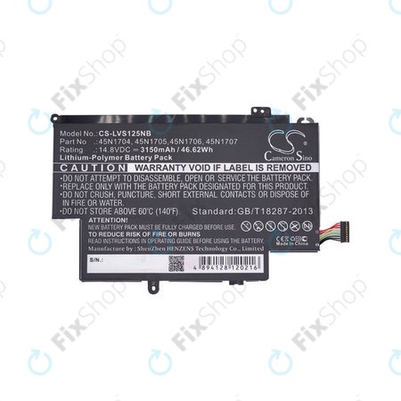Baterija za Lenovo ThinkPad Yoga 12, Yoga S1, 3150mAh, Li-Pol, 14.8V, 45N1704, HQ