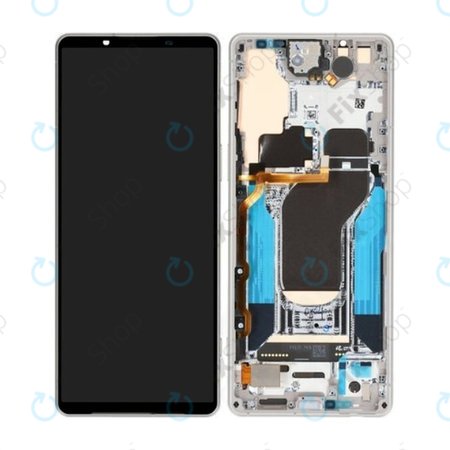 Sony Xperia 1 V - LCD zaslon + zaslon osjetljiv na dodir + okvir (Silver) - A5060571A Genuine Service Pack