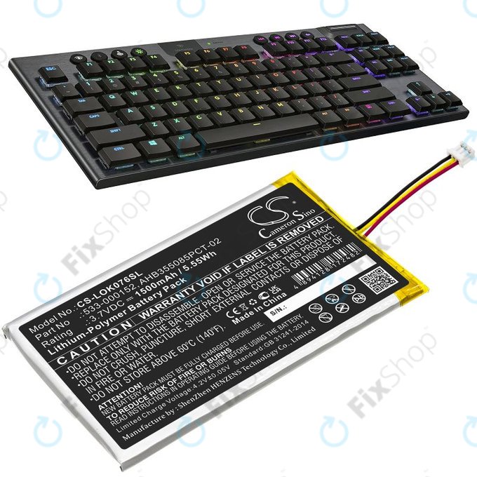 Baterija za Logitech G913, G913 TKL, G915, G915TKL, 1500mAh, Li-Pol, 3.7V, 533-000152, HQ