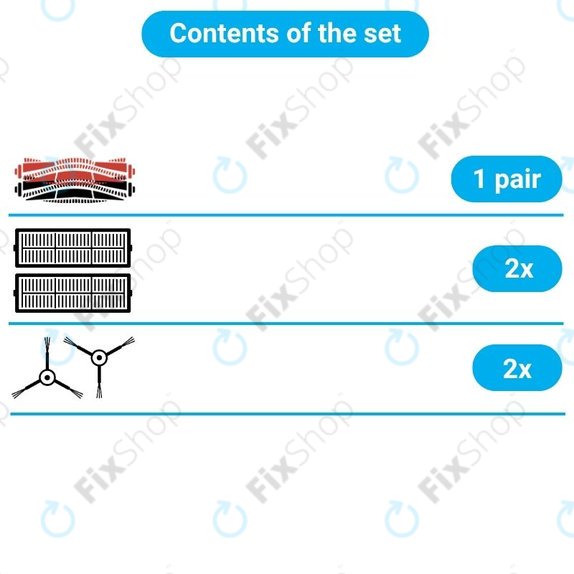 Set rezervnih dijelova za iRobot Roomba 700-series (2 para glavnih četki, 4x Filter, 4x Bočna četka)