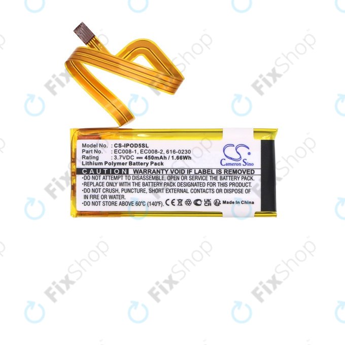 Baterija za Apple iPod Classic 6th Gen, iPod 5G, iPod Video, 450mAh, Li-Pol, 3.7V, EC008, HQ