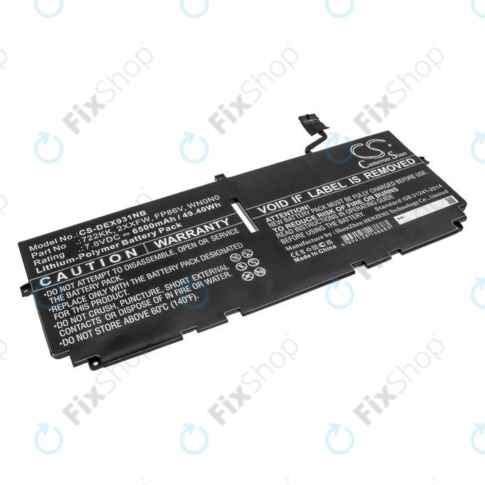 Baterija za Dell XPS 13 9300, 9380, 9310, 6500mAh, Li-Pol, 7.6V, 2XXFW, HQ