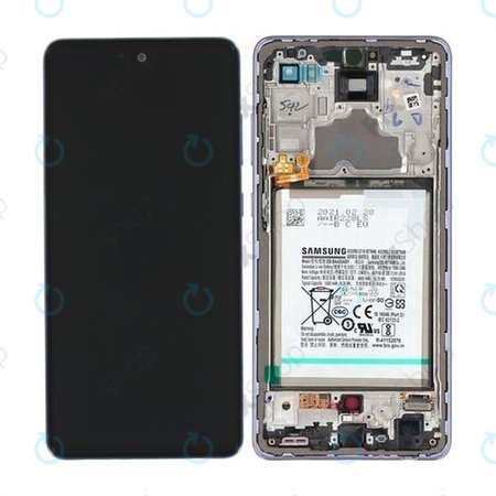Samsung Galaxy A72 A725F, A726B - LCD zaslon + zaslon osjetljiv na dodir + okvir + baterija (Awesome Violet) - GH82-25541C, GH82-25542C Originalni servisni paket