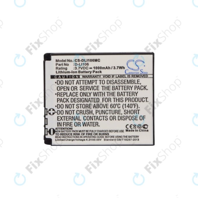 Baterija za Kodak PIXPRO SP1, Kodak PIXPRO SP1 HD, 1000mAh, Li-Ion, 3.7V, D-LI106, HQ