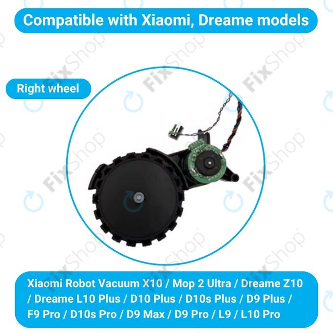 Xiaomi Robot Vacuum X10, Dreame Z10 Pro, L10 Plus, D10 Plus - Kotač s motorom (desno) (Crna)