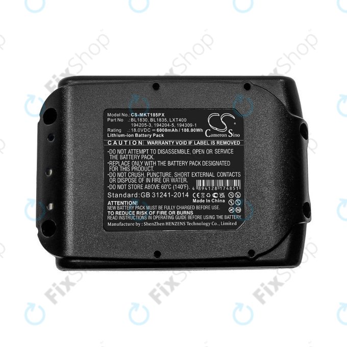 Makita 18V - Baterija BL1830, BL1835, LXT400,194205-3, 194204-5, 194309-1 Li-Ion 18.0V 6000mAh HQ
