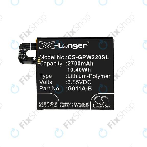Baterija za Google Pixel 2 G011A, 2700mAh, Li-Pol, 3.85 V, G011A-B, HQ