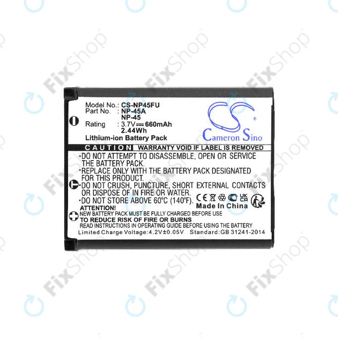 Baterija za Leica, ALBA, Fujifilm, Avision, Praktica, Medion, 660mAh, Li-ion, 3.7V, NP-45, HQ