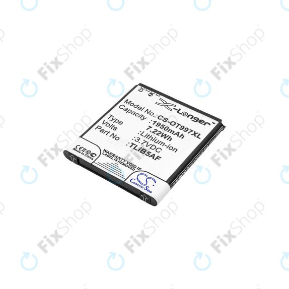 Baterija za Alcatel One Touch 997, X Pop, TCL S710, S800, 1950mAh, Li-Ion, 3.7V, TLiB5AF, HQ