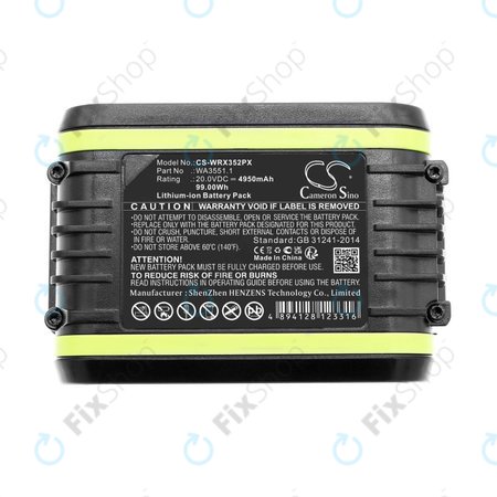 Baterija za Worx WX800.9 MAX, WX-JCR.9, 4950mAh, Li-Ion, 20V, WA3551.1, HQ