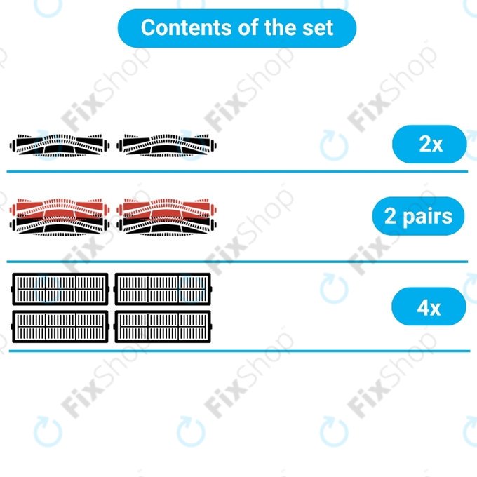 Set rezervnih dijelova za Bissell Crosswave 17132, 2225N, 2582N, 3551N (2x rotirajuća četka za tepihe, 2 para rotirajućih četki za različite površine, 4x Filter)