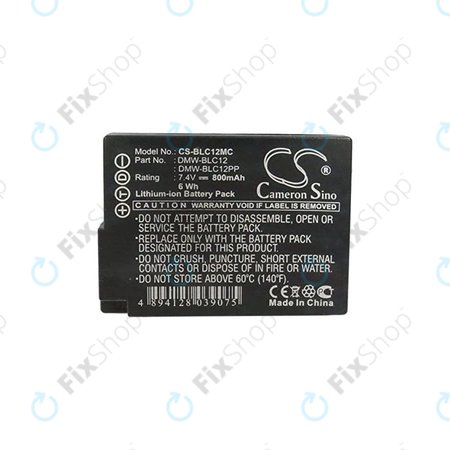 Panasonic Lumix DMC-FZ200, FZ1000, FZ2000, G5, G6, G7, G81, GH2, GX8 - Baterija DMW-BLC12 Li-Ion 800mAh HQ
