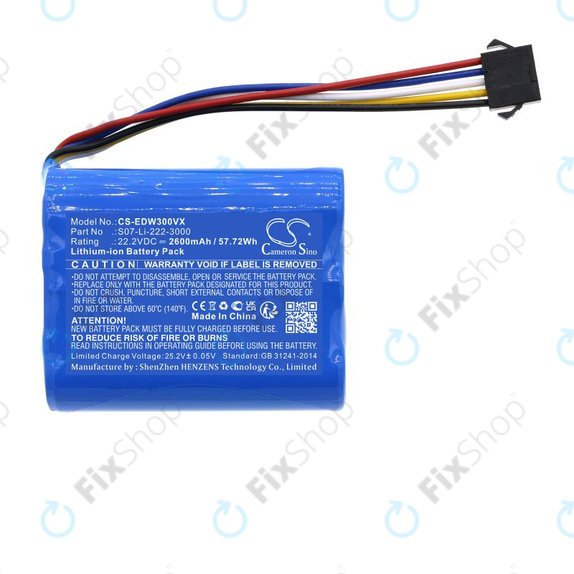 Baterija za Ecovacs Winbot X, WA30, WA50, 2600mAh, Li-Ion, 22.2V, S07-Li-222-3000, HQ