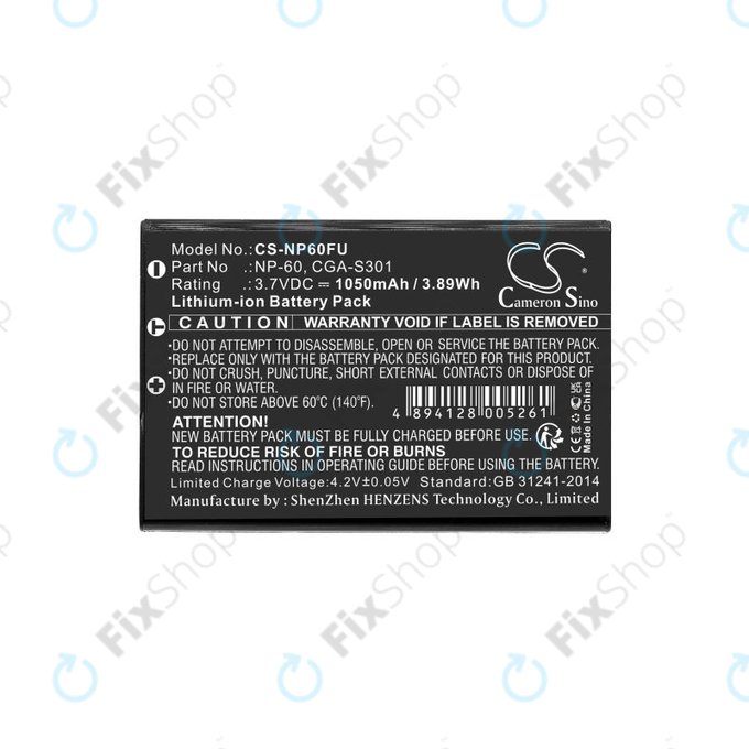 Baterija za Agfa, HP Photosmart, Toshiba Camileo, 1050mAh, Li-Ion, 3.7V, NP-60, COMA-BP1, HQ